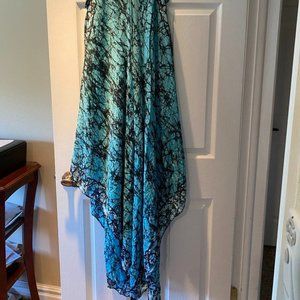 Soft Surroundings Blue Asymmetrical Maxi Tank Dress Size L